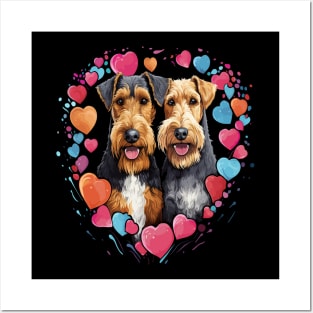 Airedale Terrier Couple Valentine Posters and Art